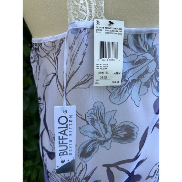 Buffalo David Bitton Surfcore Sheer Racerback Tank Top Purple floral NWT Sz M - Picture 5 of 8